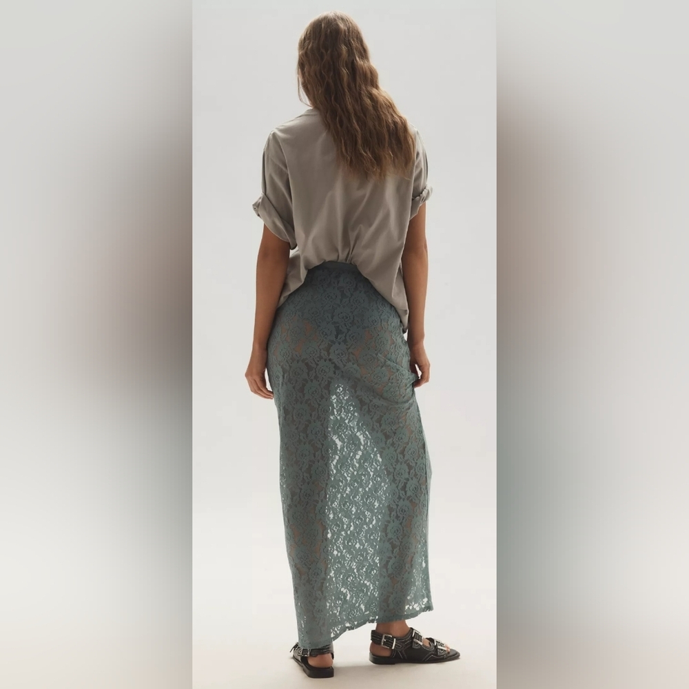 Anthropologie Sheer Lace Midi Skirt - Picture 3 of 5
